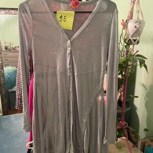 Lightweight delicate button up cardigan, sea foam very flattering